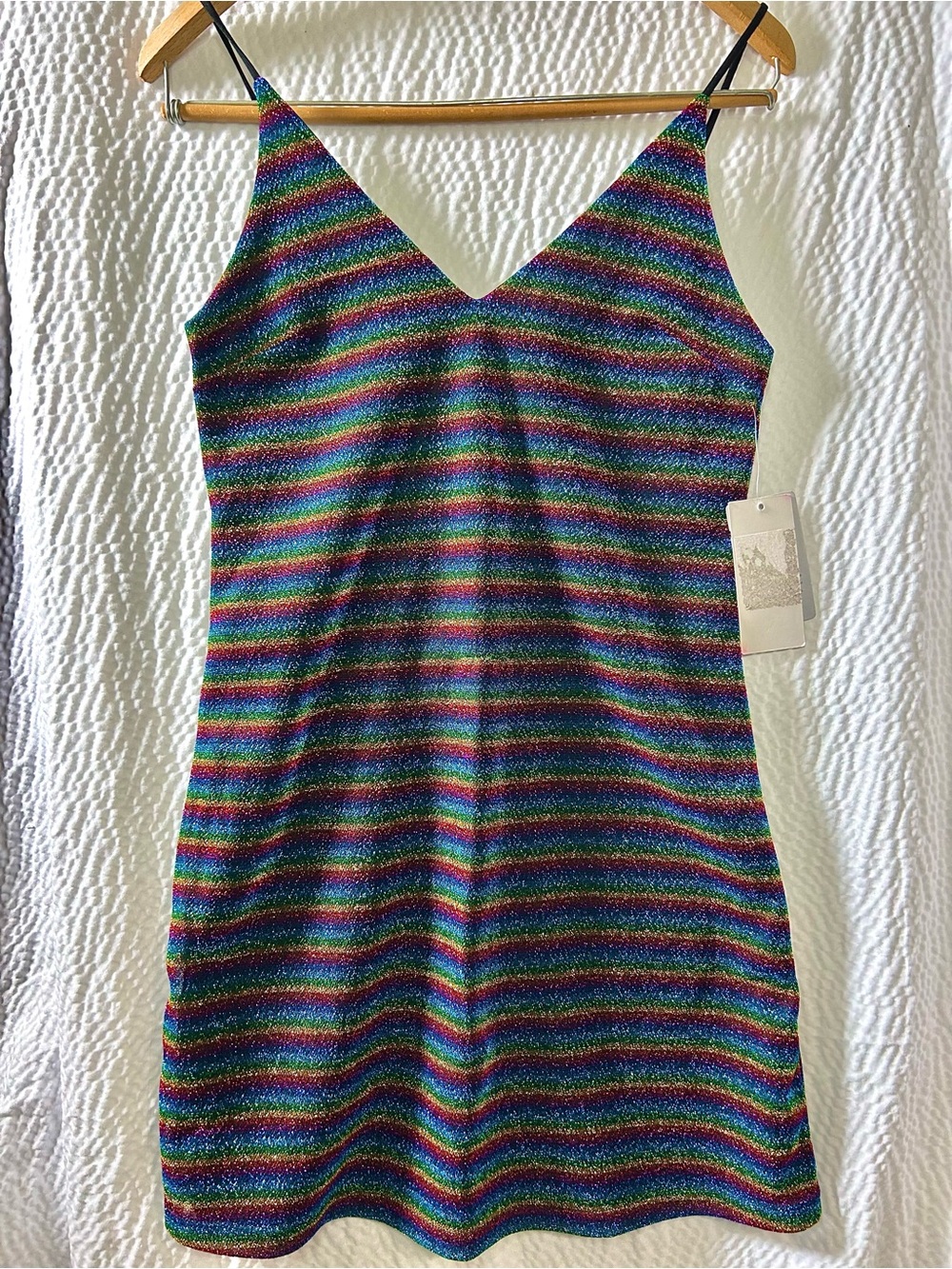 Chance Rainbow Striped V-Neck Mini Dress